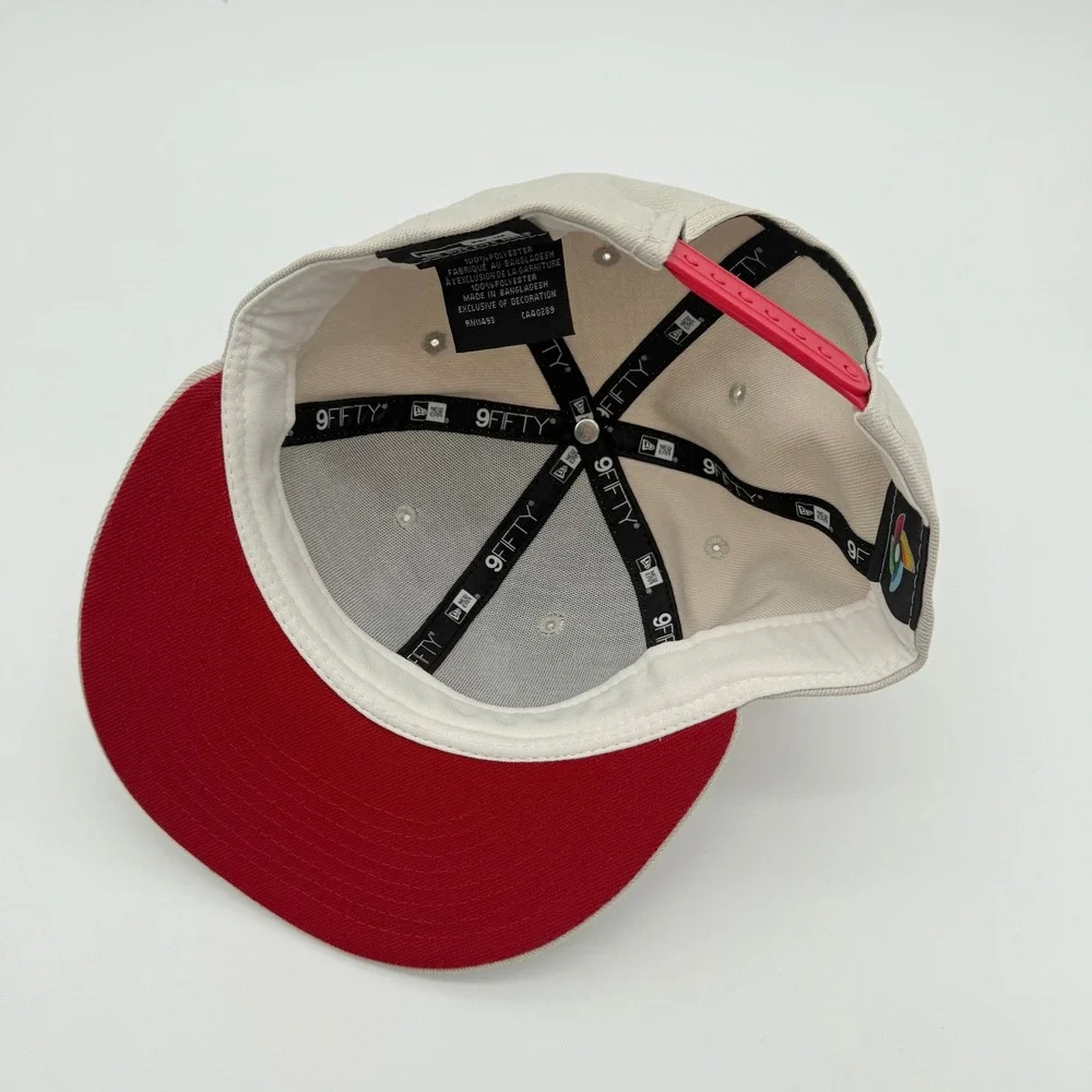 New Era World Baseball Classic Hat 9FIFTY Mens OSFM Beige Red Pinwheel Snapback